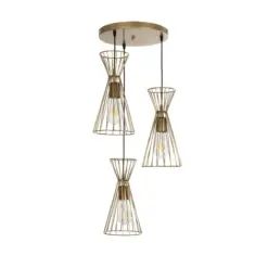 GLOBOSTAR® FLIXIO 201-0126 Vintage Κρεμαστό Φωτιστικό Οροφής με Ντουί 3 x E27 AC 220-240V IP20 - Χρυσό - Μ40 x Π40 x Υ70cm