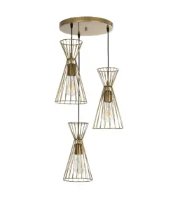 GLOBOSTAR® FLIXIO 201-0126 Vintage Κρεμαστό Φωτιστικό Οροφής με Ντουί 3 x E27 AC 220-240V IP20 - Χρυσό - Μ40 x Π40 x Υ70cm