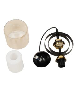 GLOBOSTAR® ZENIA 201-0134 Vintage Κρεμαστό Φωτιστικό Οροφής με Ντουί 1 x E27 AC 220-240V IP20 – Μαύρο – Μ16 x Π16 x Υ70cm