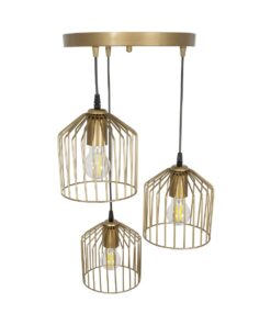 GLOBOSTAR® FLIXIO 201-0138 Vintage Κρεμαστό Φωτιστικό Οροφής με Ντουί 3 x E27 AC 220-240V IP20 – Χρυσό – Μ30 x Π30 x Υ70cm