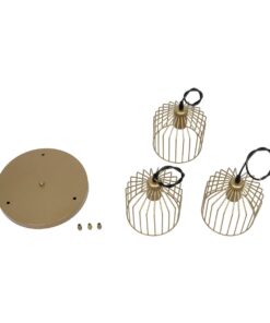 GLOBOSTAR® FLIXIO 201-0138 Vintage Κρεμαστό Φωτιστικό Οροφής με Ντουί 3 x E27 AC 220-240V IP20 – Χρυσό – Μ30 x Π30 x Υ70cm