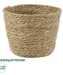 GloboStar® Artificial Garden SIFNOS 20268 Διακοσμητικό Πλεκτό Καλάθι - Κασπώ Γλάστρα - Flower Pot Μπεζ Φ25cm x Υ15cm