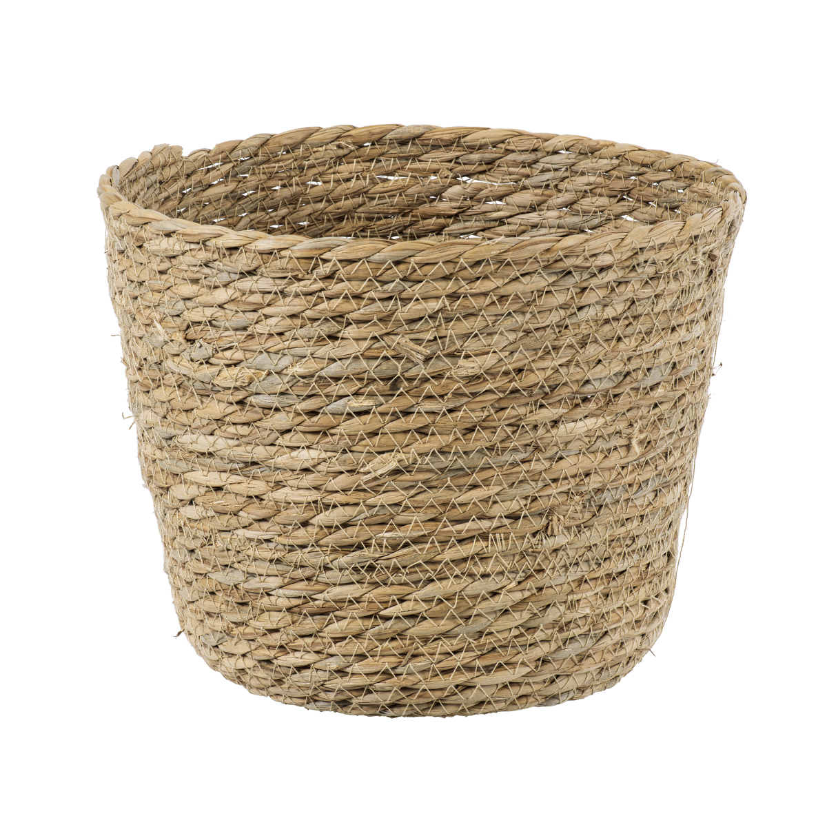 GloboStar® Artificial Garden SIFNOS 20268 Διακοσμητικό Πλεκτό Καλάθι - Κασπώ Γλάστρα - Flower Pot Μπεζ Φ25cm x Υ15cm - Image 2