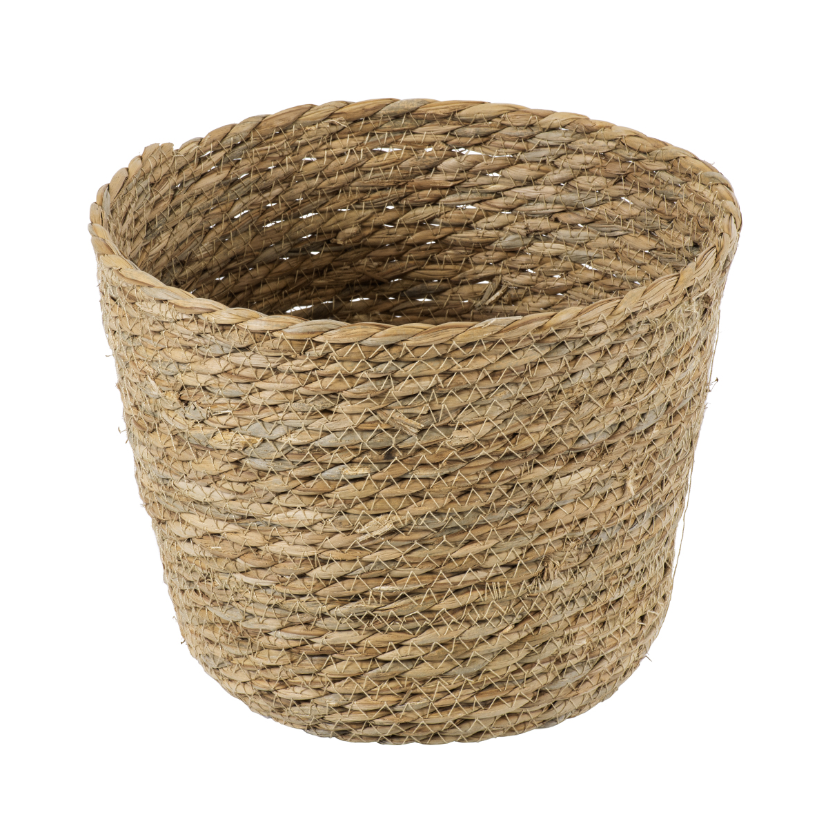GloboStar® Artificial Garden SIFNOS 20268 Διακοσμητικό Πλεκτό Καλάθι - Κασπώ Γλάστρα - Flower Pot Μπεζ Φ25cm x Υ15cm - Image 3