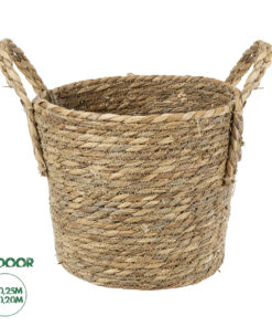 GloboStar® Artificial Garden TINOS 20290 Διακοσμητικό Πλεκτό Καλάθι - Κασπώ Γλάστρα - Flower Pot Μπεζ Φ25cm x Υ20cm