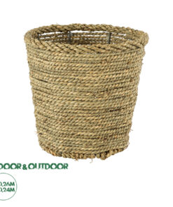 GloboStar® Artificial Garden THASSOS 20294 Διακοσμητικό Πλεκτό Καλάθι - Κασπώ Γλάστρα - Flower Pot Μπεζ με Καφέ Φ26cm x Υ24cm