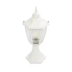 GloboStar® ENGLAND 202-0010 Vintage Επιδαπέδιο Φωτιστικό Φαναράκι Μονόφωτο 1 x E27 IP44 Λευκό & Διάφανο Πλαστικό - Μ20 x Π20 x Υ45cm