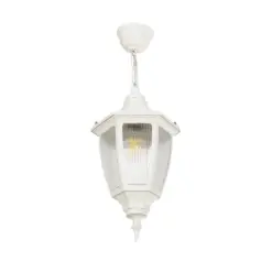 GLOBOSTAR® ENGLAND 202-0014 Vintage Κρεμαστό Φωτιστικό Οροφής με Ντουί 1 x E27 AC 220-240V IP44 - Λευκό - Μ20 x Π20 x Υ35cm