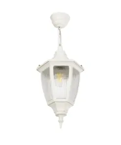 GLOBOSTAR® ENGLAND 202-0014 Vintage Κρεμαστό Φωτιστικό Οροφής με Ντουί 1 x E27 AC 220-240V IP44 - Λευκό - Μ20 x Π20 x Υ35cm