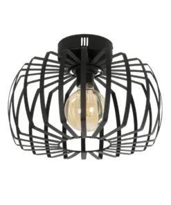 GLOBOSTAR® STAR 202-0054 Μοντέρνο Φωτιστικό Οροφής με Ντουί 1 x E27 AC 220-240V IP20 - Μαύρο - Μ40 x Π40 x Υ27cm
