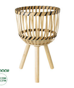 GloboStar® Artificial Garden FOLEGANDROS 20301 Διακοσμητικό Πλεκτό Καλάθι - Κασπώ Γλάστρα - Flower Pot Μπεζ με Καφέ Φ25cm x Υ37cm