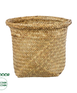 GloboStar® Artificial Garden CECILIA 20342 Διακοσμητικό Ψάθινο Καλάθι - Κασπώ Γλάστρα - Flower Pot Μπεζ Φ24cm x Υ24cm
