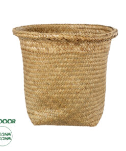 GloboStar® Artificial Garden CECILIA 20343 Διακοσμητικό Ψάθινο Καλάθι - Κασπώ Γλάστρα - Flower Pot Μπεζ Φ26cm x Υ26cm