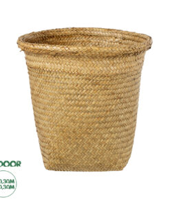 GloboStar® Artificial Garden CECILIA 20344 Διακοσμητικό Ψάθινο Καλάθι - Κασπώ Γλάστρα - Flower Pot Μπεζ Φ30cm x Υ30cm