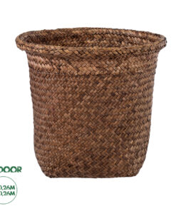 GloboStar® Artificial Garden SKIATHOS 20346 Διακοσμητικό Ψάθινο Καλάθι - Κασπώ Γλάστρα - Flower Pot Καφέ Φ26cm x Υ26cm