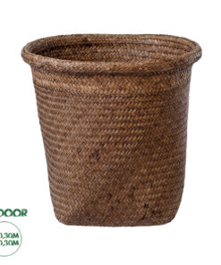 GloboStar® Artificial Garden SKIATHOS 20347 Διακοσμητικό Ψάθινο Καλάθι - Κασπώ Γλάστρα - Flower Pot Καφέ Φ30cm x Υ30cm