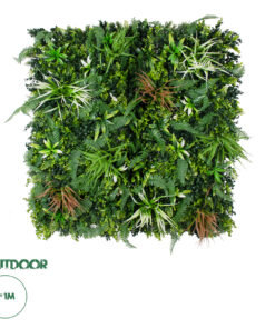 GloboStar® Artificial Garden JUNGLE FERN 20351 Τεχνητό Διακοσμητικό Πάνελ Φυλλωσιάς - Κάθετος Κήπος σύνθεση Ζούγκλα Φτέρης Μ100 x Π100 x Υ20cm