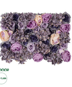 GloboStar® Artificial Garden ROSES STORY 20352 Τεχνητό Διακοσμητικό Πάνελ Λουλουδιών - Κάθετος Κήπος σύνθεση Μωβ & Ροζ Τριαντάφυλλα Μ40 x Π60 x Υ8cm