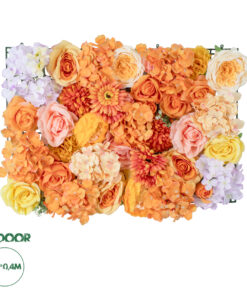GloboStar® Artificial Garden ROSES STORY 20354 Τεχνητό Διακοσμητικό Πάνελ Λουλουδιών - Κάθετος Κήπος σύνθεση Πορτοκαλί & Ροζ Τριαντάφυλλα Μ40 x Π60 x Υ12cm