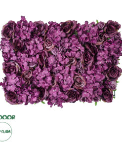 GloboStar® Artificial Garden ROSES STORY 20356 Τεχνητό Διακοσμητικό Πάνελ Λουλουδιών - Κάθετος Κήπος σύνθεση Φουξ & Βυσσινί Τριαντάφυλλα Μ40 x Π60 x Υ10cm