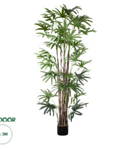 GloboStar® Artificial Garden BROADLEAF LADY PALM TREE 20384 Τεχνητό Διακοσμητικό Φυτό Πλατύφυλλος Φοίνικας Μπαμπού Υ300cm