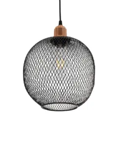 Alternative view of GLOBOSTAR® WIRE 203-0004 Μοντέρνο Κρεμαστό Φωτιστικό Οροφής με Ντουί 1 x E27 AC 220-240V IP20 - Μαύρο & Χάλκινο - Μ25 x Π25 x Υ30cm