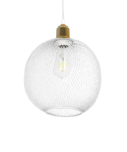 GLOBOSTAR® WIRE 203-0005 Μοντέρνο Κρεμαστό Φωτιστικό Οροφής με Ντουί 1 x E27 AC 220-240V IP20 - Λευκό & Χρυσό - Μ25 x Π25 x Υ30cm