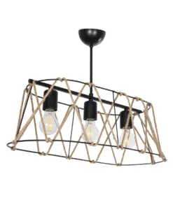 GLOBOSTAR® GATSBY 203-0006 Vintage Κρεμαστό Φωτιστικό Οροφής με Ντουί 3 x E27 AC 220-240V IP20 - Μαύρο & Μπεζ - Μ60 x Π28 x Υ22cm