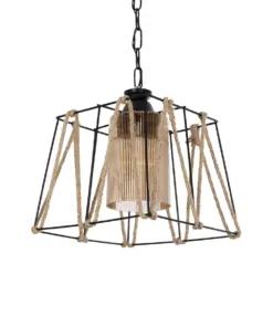 GLOBOSTAR® GATSBY 203-0007 Vintage Κρεμαστό Φωτιστικό Οροφής με Ντουί 1 x E27 AC 220-240V IP20 - Μαύρο & Μπεζ - Μ25 x Π25 x Υ25cm