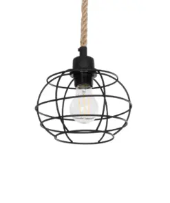 GLOBOSTAR® TALAH 203-0008 Vintage Κρεμαστό Φωτιστικό Οροφής με Ντουί 1 x E27 AC 220-240V IP20 - Μαύρο & Μπεζ - Μ20 x Π20 x Υ20cm
