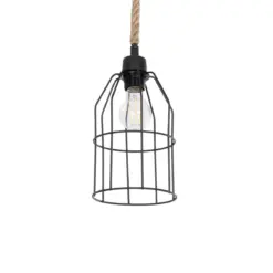 GLOBOSTAR® TALAH 203-0009 Vintage Κρεμαστό Φωτιστικό Οροφής με Ντουί 1 x E27 AC 220-240V IP20 - Μαύρο & Μπεζ - Μ15.5 x Π15.5 x Υ30cm