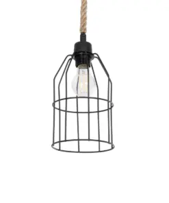 GLOBOSTAR® TALAH 203-0009 Vintage Κρεμαστό Φωτιστικό Οροφής με Ντουί 1 x E27 AC 220-240V IP20 - Μαύρο & Μπεζ - Μ15.5 x Π15.5 x Υ30cm