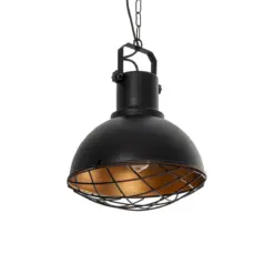 GLOBOSTAR® SIERRA 203-0011 Vintage Κρεμαστό Φωτιστικό Οροφής με Ντουί 1 x E27 AC 220-240V IP20 - Μαύρο & Χρυσό - Μ30 x Π30 x Υ40cm