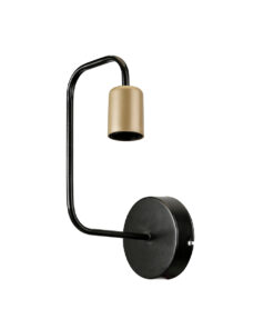 GLOBOSTAR® JUNO 203-0013 Μοντέρνο Φωτιστικό Τοίχου - Απλίκα με Ντουί 1 x E27 AC 220-240V IP20 - Μαύρο & Χρυσό - Μ18.5 x Π18.5 x Υ28cm