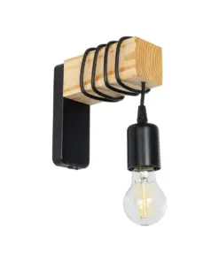GLOBOSTAR® XYLO 203-0014 Μοντέρνο Φωτιστικό Τοίχου - Απλίκα με Ντουί 1 x E27 AC 220-240V IP20 - Μαύρο & Μπεζ - Μ18 x Π18 x Υ19cm
