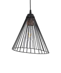 GLOBOSTAR® ARCWIRE 203-0015 Μοντέρνο Κρεμαστό Φωτιστικό Οροφής με Ντουί 1 x E27 AC 220-240V IP20 - Μαύρο - Μ25 x Π25 x Υ30cm