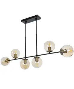 GLOBOSTAR® LATTICE 203-0016 Μοντέρνο Φωτιστικό Οροφής με Ντουί 6 x E27 AC 220-240V IP20 - Μαύρο & Μπρούτζινο - Μ120 x Π15 x Υ32cm