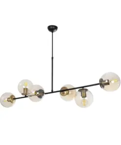 GLOBOSTAR® LATTICE 203-0017 Μοντέρνο Φωτιστικό Οροφής με Ντουί 6 x E27 AC 220-240V IP20 - Μαύρο & Μπρούτζινο - Μ120 x Π32 x Υ32cm
