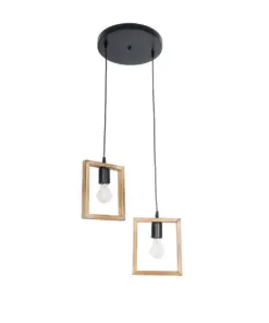 GLOBOSTAR® EDISON 203-0021 Vintage Κρεμαστό Φωτιστικό Οροφής με Ντουί 2 x E27 AC 220-240V IP20 - Μπεζ & Μαύρο - Μ40 x Π20 x Υ45cm