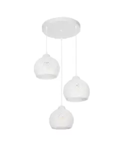 GLOBOSTAR® YASAM 203-0023 Vintage Κρεμαστό Φωτιστικό Οροφής με Ντουί 3 x E27 AC 220-240V IP20 - Λευκό - Μ42 x Π42 x Υ54cm
