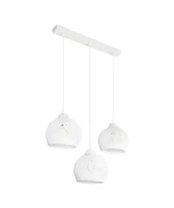 GLOBOSTAR® YASAM 203-0027 Vintage Κρεμαστό Φωτιστικό Οροφής με Ντουί 3 x E27 AC 220-240V IP20 - Λευκό - Μ45 x Π18 x Υ30cm