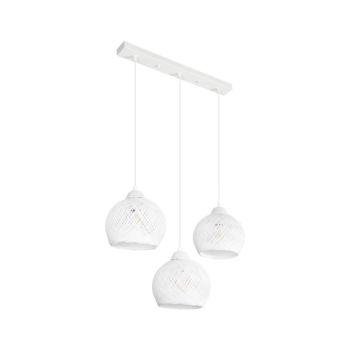 GLOBOSTAR® YASAM 203-0027 Vintage Κρεμαστό Φωτιστικό Οροφής με Ντουί 3 x E27 AC 220-240V IP20 - Λευκό - Μ45 x Π18 x Υ30cm