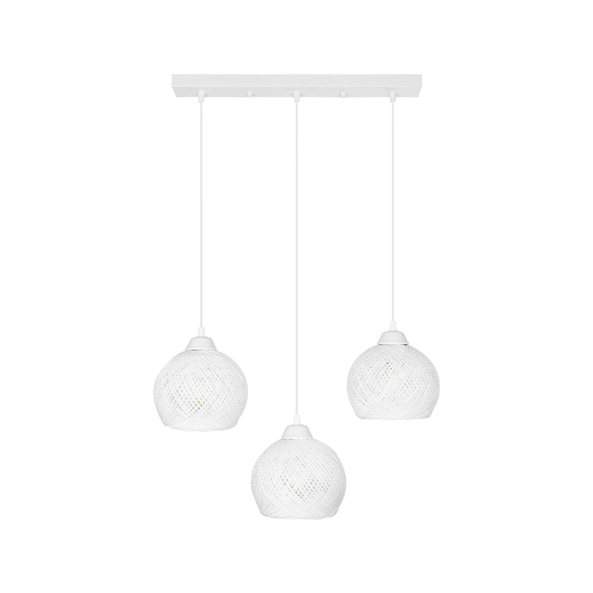 GLOBOSTAR® YASAM 203-0027 Vintage Κρεμαστό Φωτιστικό Οροφής με Ντουί 3 x E27 AC 220-240V IP20 - Λευκό - Μ45 x Π18 x Υ30cm - Image 4