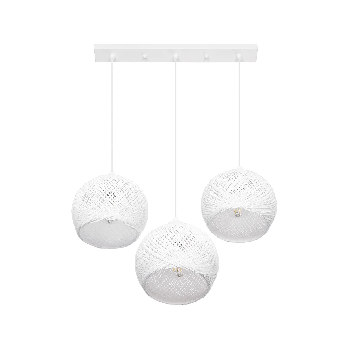 GLOBOSTAR® YASAM 203-0027 Vintage Κρεμαστό Φωτιστικό Οροφής με Ντουί 3 x E27 AC 220-240V IP20 - Λευκό - Μ45 x Π18 x Υ30cm - Image 5