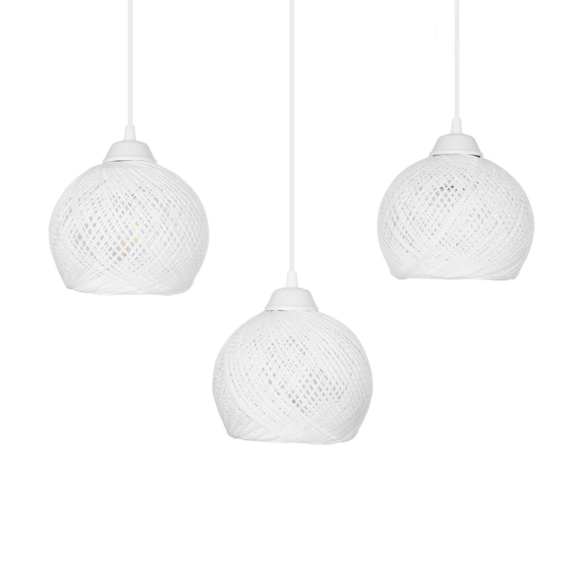 GLOBOSTAR® YASAM 203-0027 Vintage Κρεμαστό Φωτιστικό Οροφής με Ντουί 3 x E27 AC 220-240V IP20 - Λευκό - Μ45 x Π18 x Υ30cm - Image 7