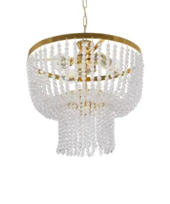 GLOBOSTAR® CRYSTAL 203-0028 Κλασικό Κρεμαστό Φωτιστικό Οροφής με Ντουί 3 x E27 AC 220-240V IP20 - Χρυσό & Διάφανο - Μ41 x Π41 x Υ40cm