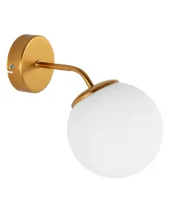 GLOBOSTAR® DALPH 203-0033 Vintage Φωτιστικό Τοίχου - Απλίκα με Ντουί 1 x E27 AC 220-240V IP20 - Χρυσό & Λευκό - M15 x Π25 x Υ22cm