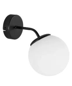 GLOBOSTAR® DALPH 203-0034 Vintage Φωτιστικό Τοίχου - Απλίκα με Ντουί 1 x E27 AC 220-240V IP20 - Μαύρο & Λευκό - M15 x Π25 x Υ22cm