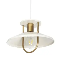 GLOBOSTAR® BILLA 203-0041 Vintage Κρεμαστό Φωτιστικό Οροφής με Ντουί 1 x E27 AC 220-240V IP20 - Λευκό & Χρυσό - M30.5 x Π30.5 x Υ20cm