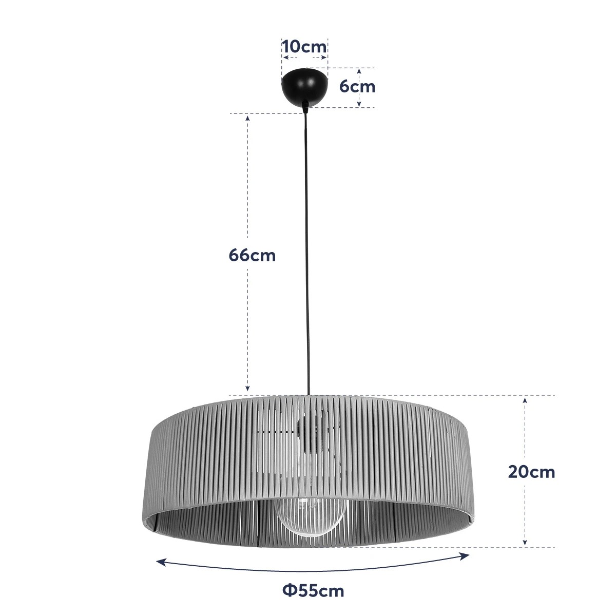 GLOBOSTAR® KYCLOS 203-0045 Boho Κρεμαστό Φωτιστικό Οροφής με Ντουί 1 x E27 AC 220-240V IP20 - Καφέ - M55 x Π55 x Υ20cm - Image 12